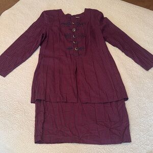 Plaid Burgundy Two-Piece Set